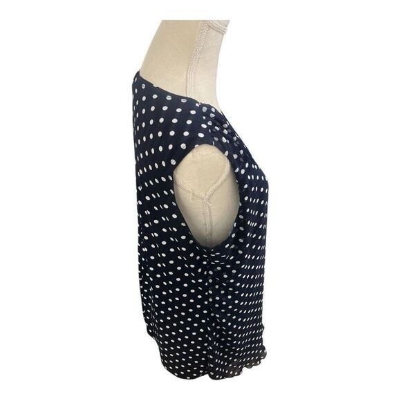 Adele & May Women Blouse Size XL Sleevless Blue White V-Neck Polka Dots Layered - Picture 6 of 11